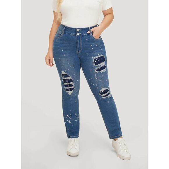 🔥SALE  BloomChic High-Rise Stretch Jeans – Plus Size 26 (4X) – Medium Wash - Picture 1 of 10